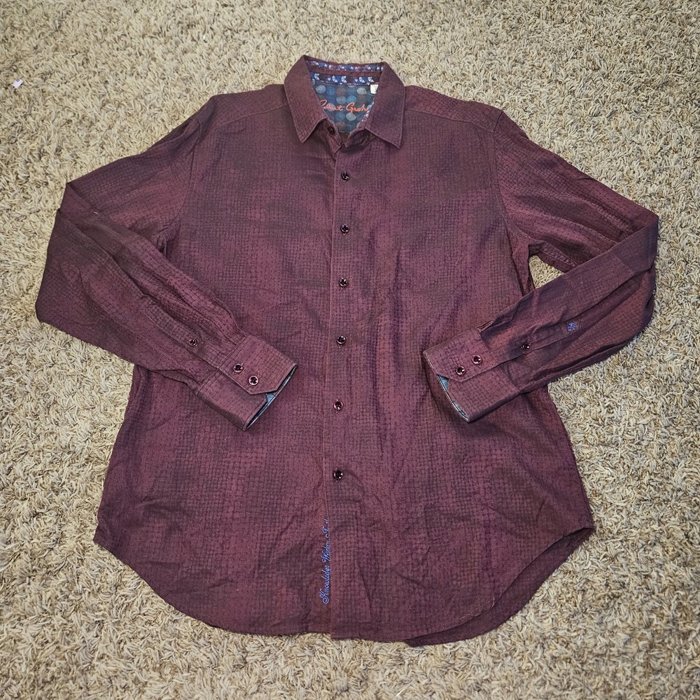 Robert Graham Red Geometric Flip Cuff‎ Button Down Long Sleeve Men's Size L